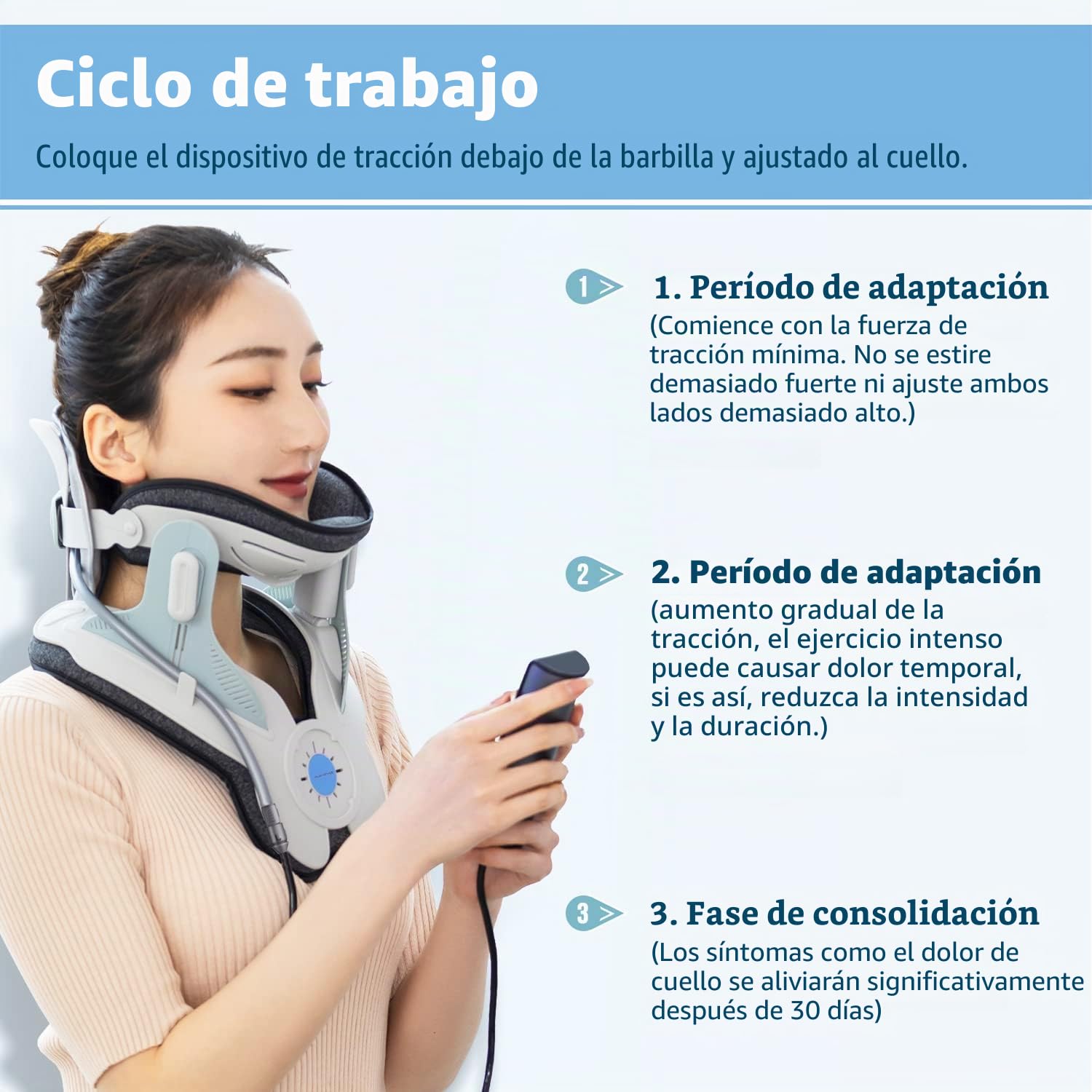 Dispositivo de Tracción Cervical Eléctrico Ajustable - Alivia el Dolor de Cuello y Cuello - Fácil de Usar en Postura de Pie - Terapia de Tracción para Aliviar la Tensión y Mejorar la Movilidad