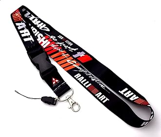 JDM Mitsubishi Ralliart Lanyard Keychain Quick Release Key Chain 2 Sided Print