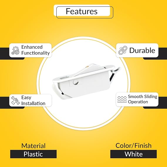 Brixwell Single Action Window Opening Control Device, Plastic Construction, White Finish, Fits 1-7/8 x 5/16 Slot, 2 Length, 7/16 Width, Window Safety and Opening Control Hardware