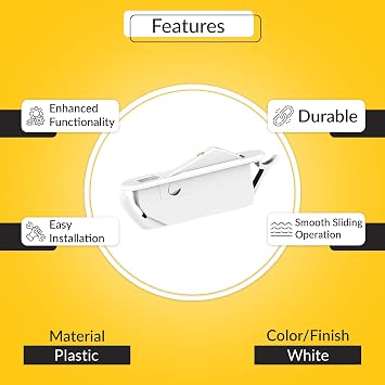 Brixwell Single Action Window Opening Control Device, Plastic Construction, White Finish, Fits 1-7/8 x 5/16 Slot, 2 Length, 7/16 Width, Window Safety and Opening Control Hardware
