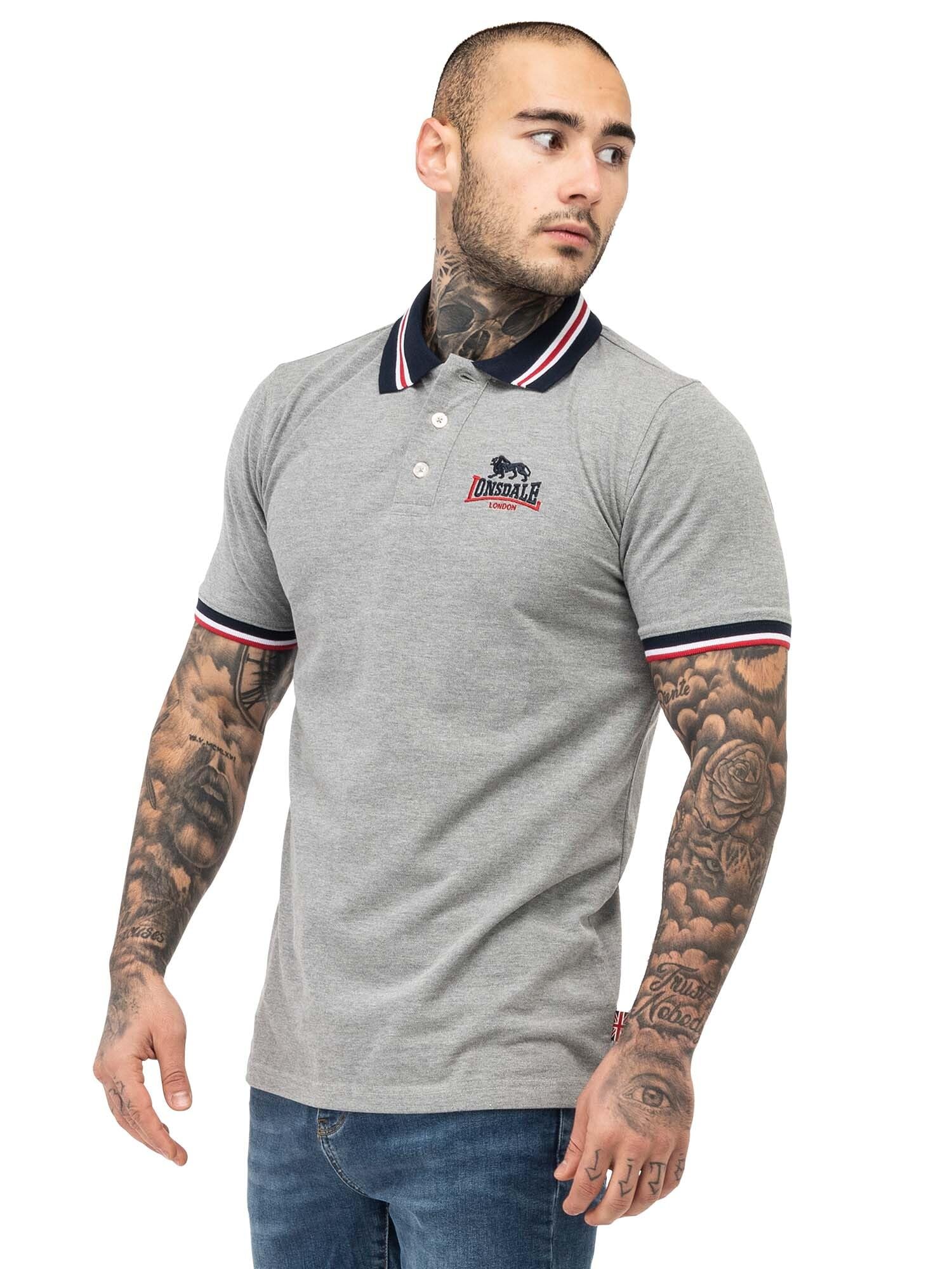 Lonsdale Poloshirt OCCUMSTER – Slim Fit, Marl Grey/Navy/Red, Größe S