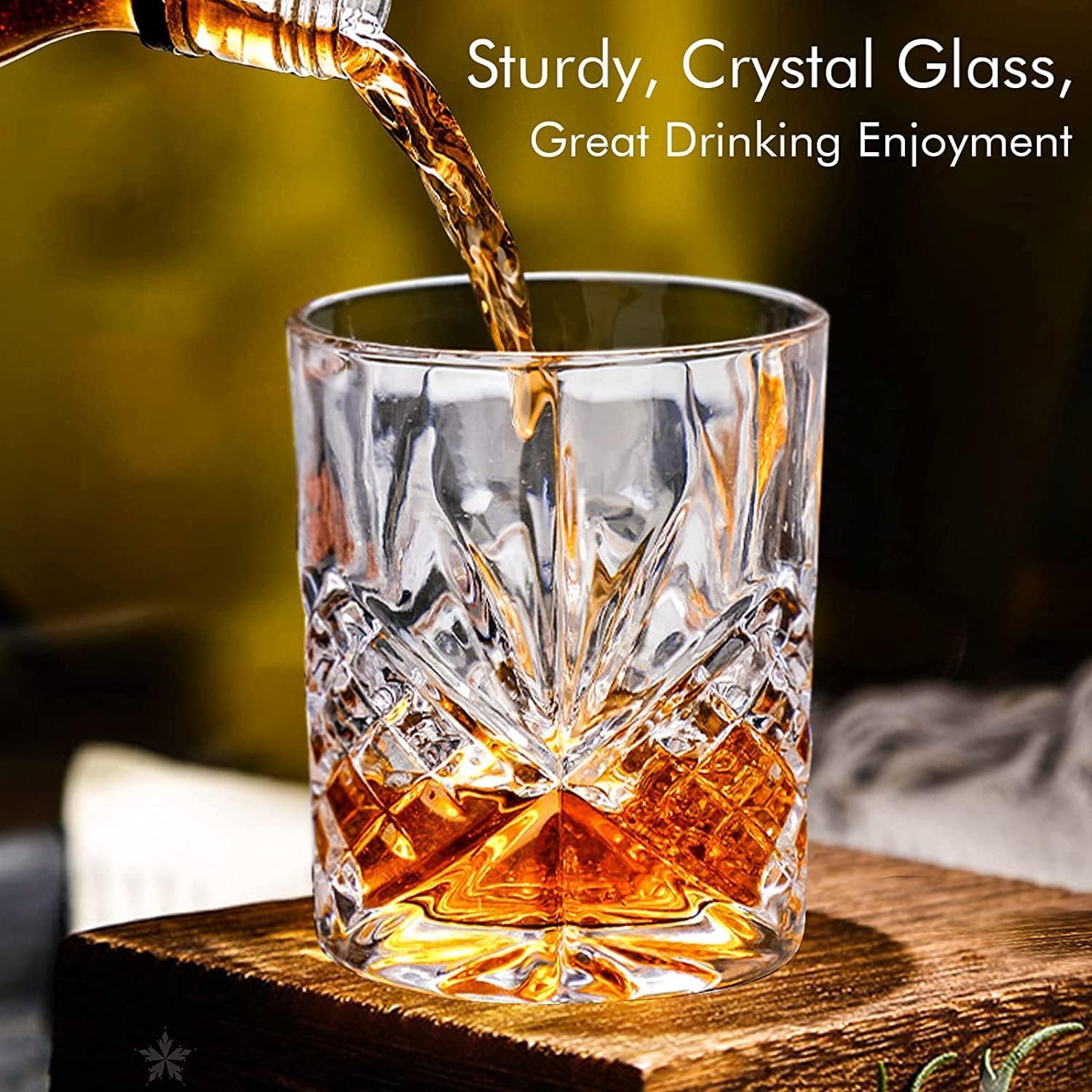 Whiskeygläser, Rocks-Gläser, altmodisches Glas, Set mit 6 Kristallen, Bourbon, Scotch, Whiskygläser, Lowball-Glaswaren, Trinkgläser, Becher für