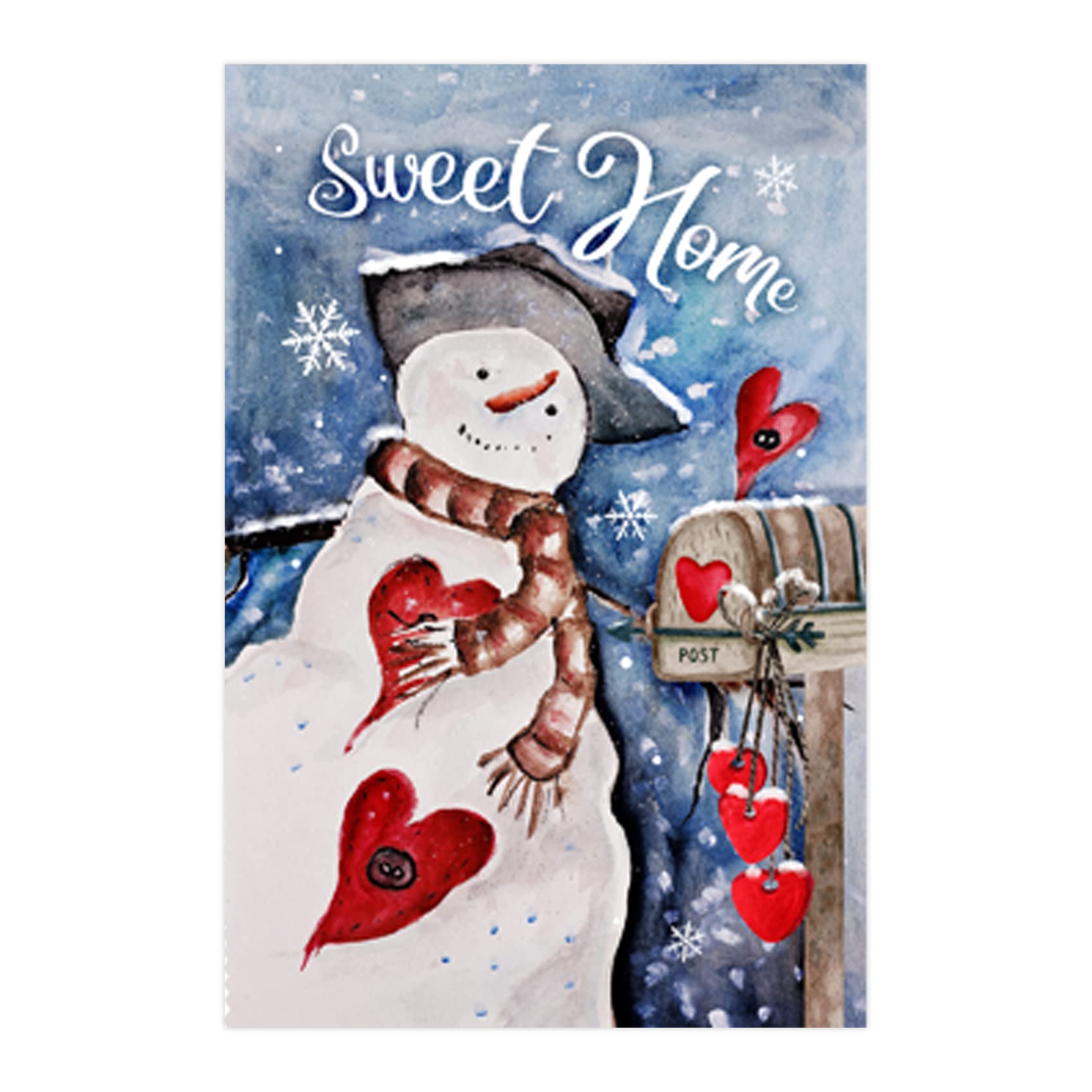 Morigins Sweet Home Waiting for Mail Snowman Decorative Valentine's Day Winter House Flag 28x40 inch