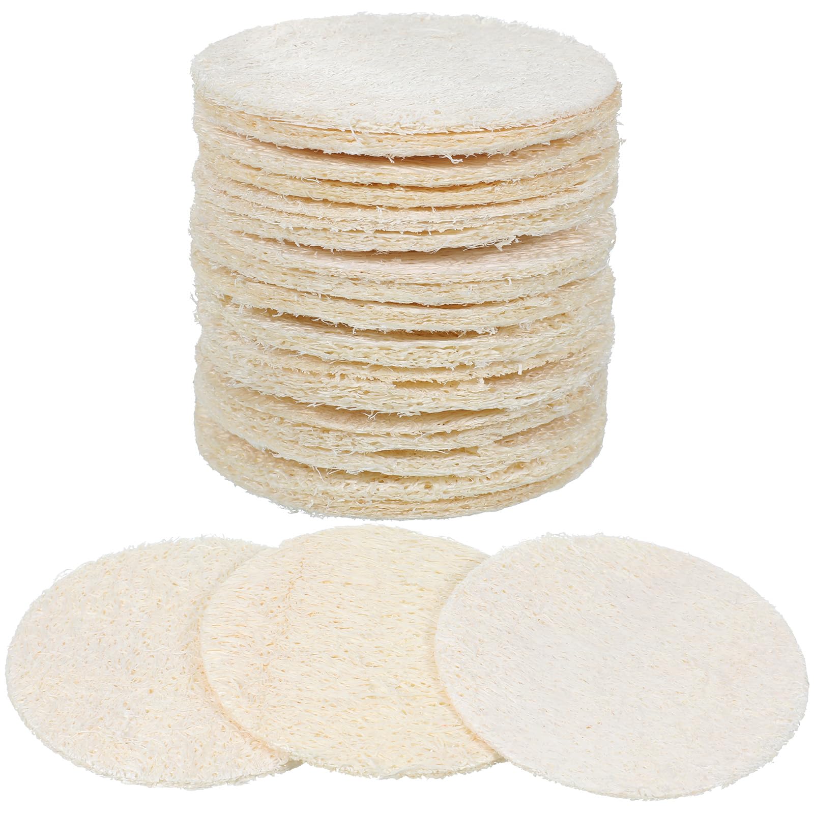 25 Pcs Natural Loofah Exfoliating Face Pads, Gentle Facial Exfoliating Body for Daily Cleansing, Makeup & Dead Skin Removal (2.36 Inch)