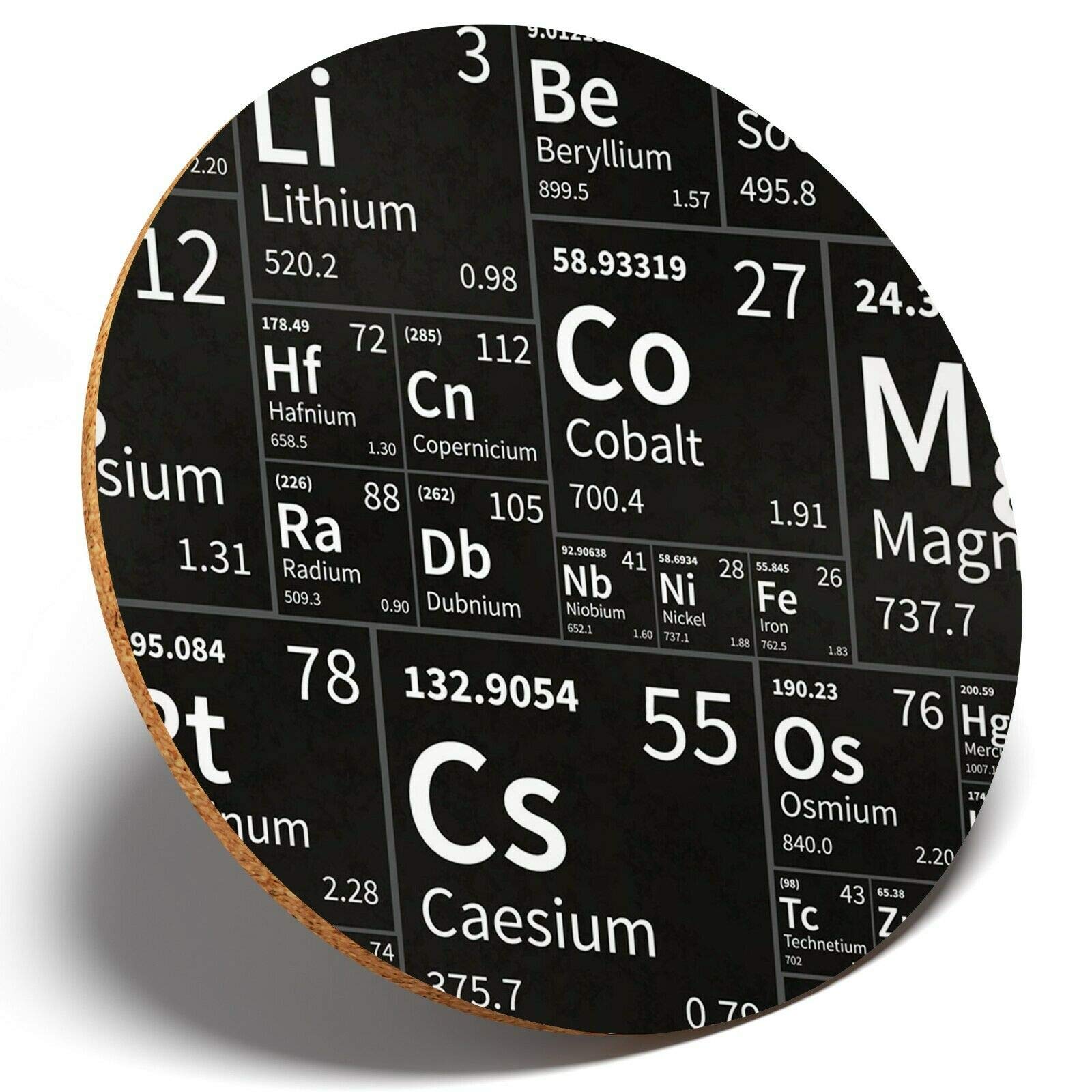 Destination Vinyl Coasters Multicolor 1 X Periodic Table - Round Coaster Kitchen Student Kids #14467