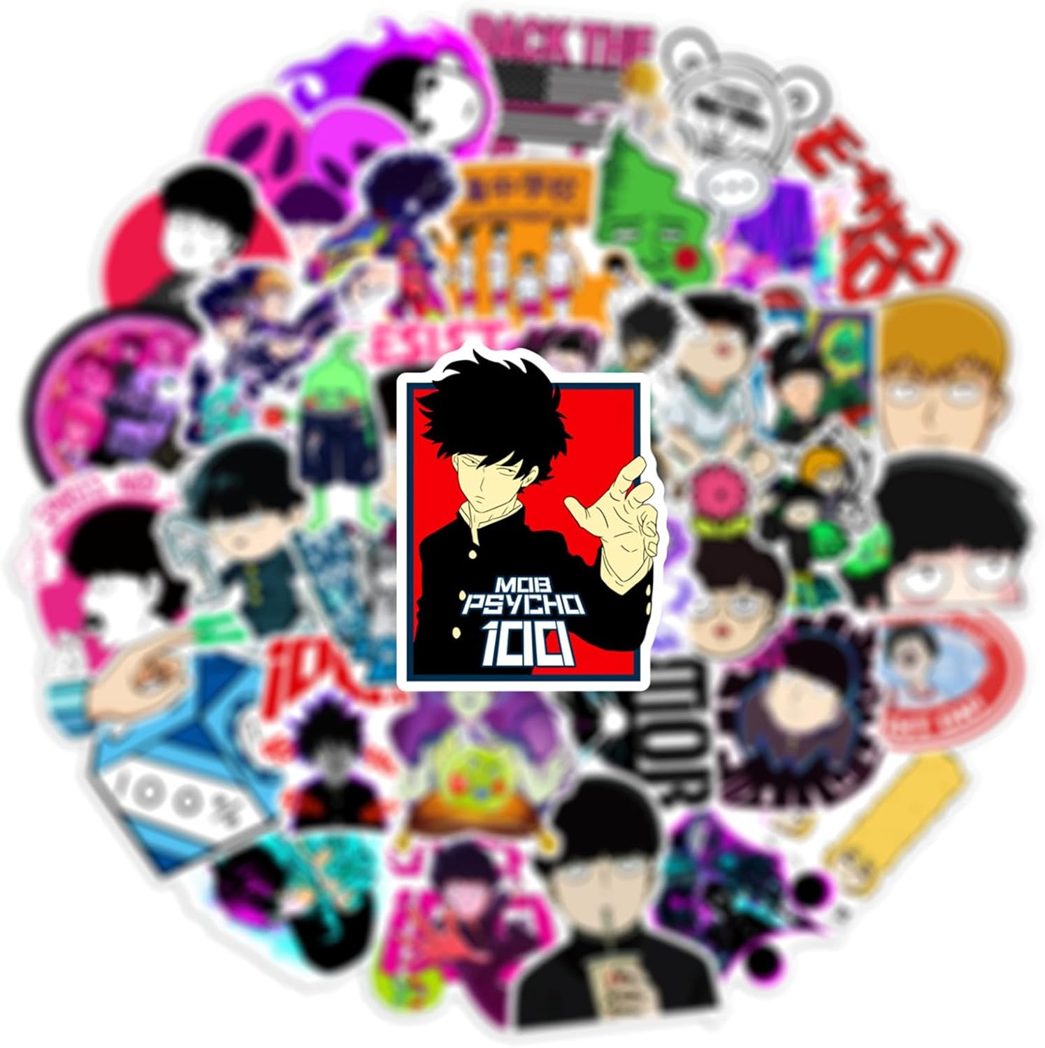 50PCS Mob Psycho 100 Stickers for Kids Teens Girls Adult, Waterproof Vinyl Movie Decal for Water Bottle Skateboard Guitar Travel Case Bike Laptop,Car Bumper,Luggage,Phone (k) - Image 4