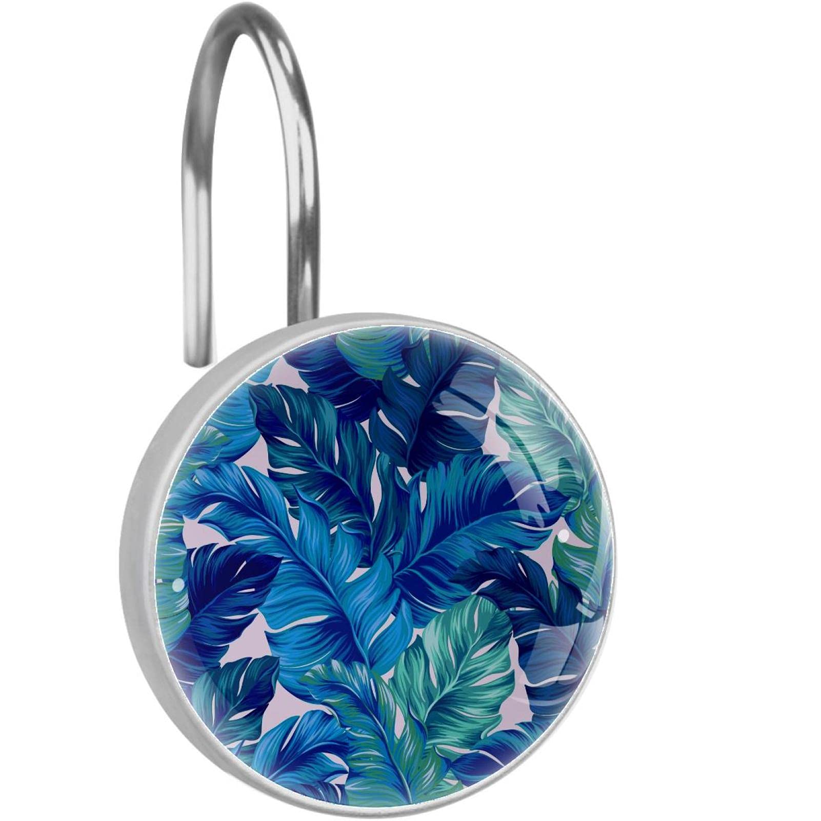 Anneaux de rideau de douche palmier bleu pour créer une ambiance spa à la maison