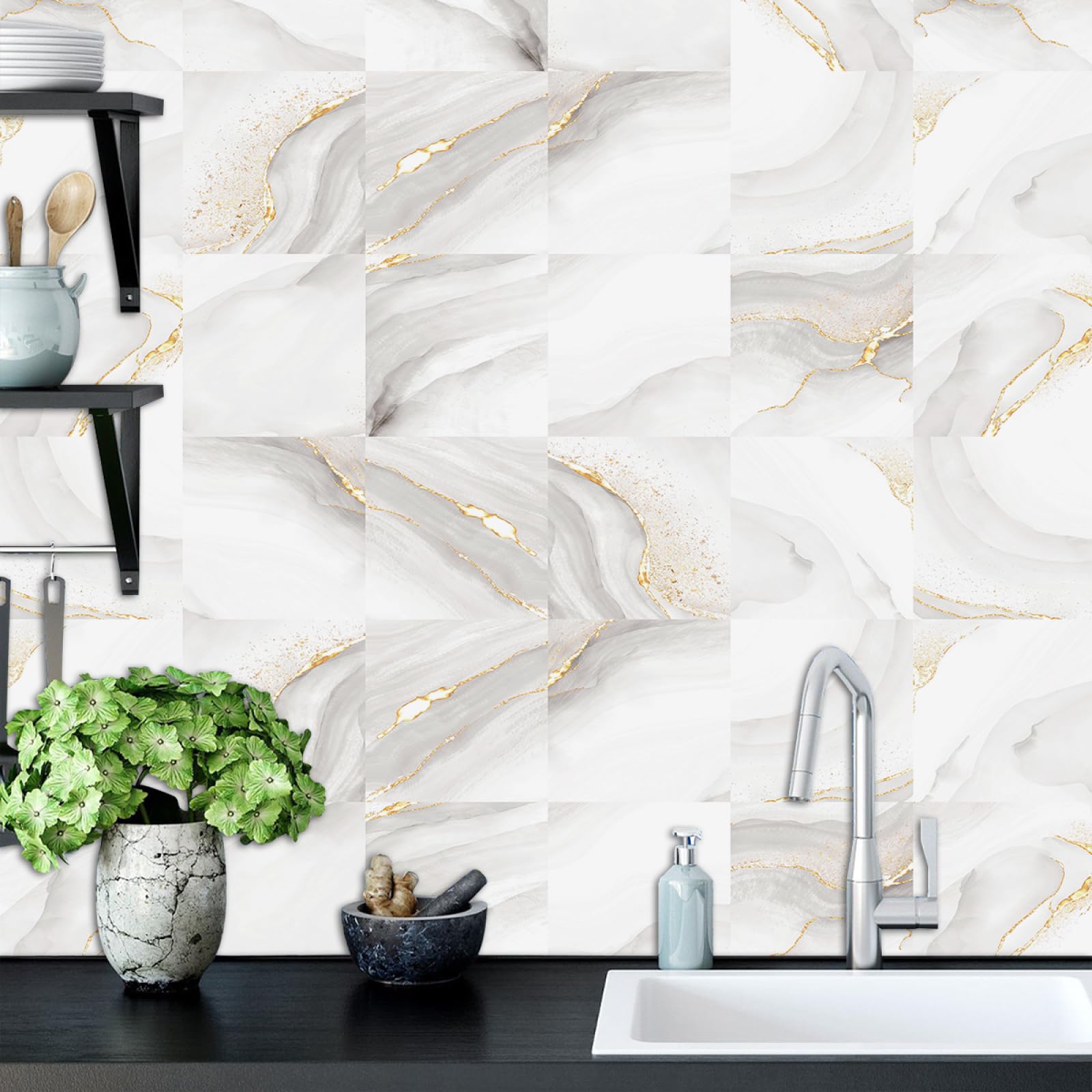 BeNice Kitchen - Pegatinas De Azulejos Para Despegar Y Pegar En 3D,  Ladrillo Mate, Azulejos Lineales De, image size:1600x1600