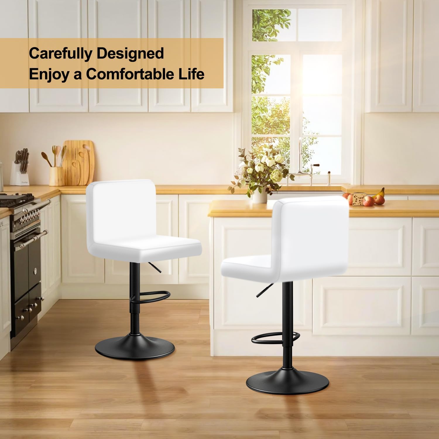 Bar Stools Slipcovers with Backrest Stretch Chair Covers Bar Chair Cover Velvet, Soft Texture, Stretchable and Wrinkle Resistant, Washable and Dustproof (4, White)