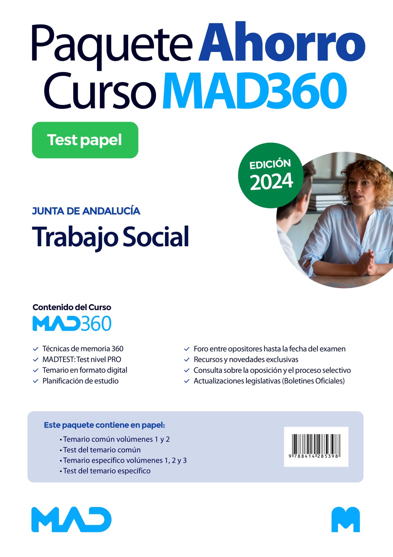 Oposiciones Trabajo Social de la Junta de Andalucía . Paquete Ahorro de Libros y Curso MAD360
