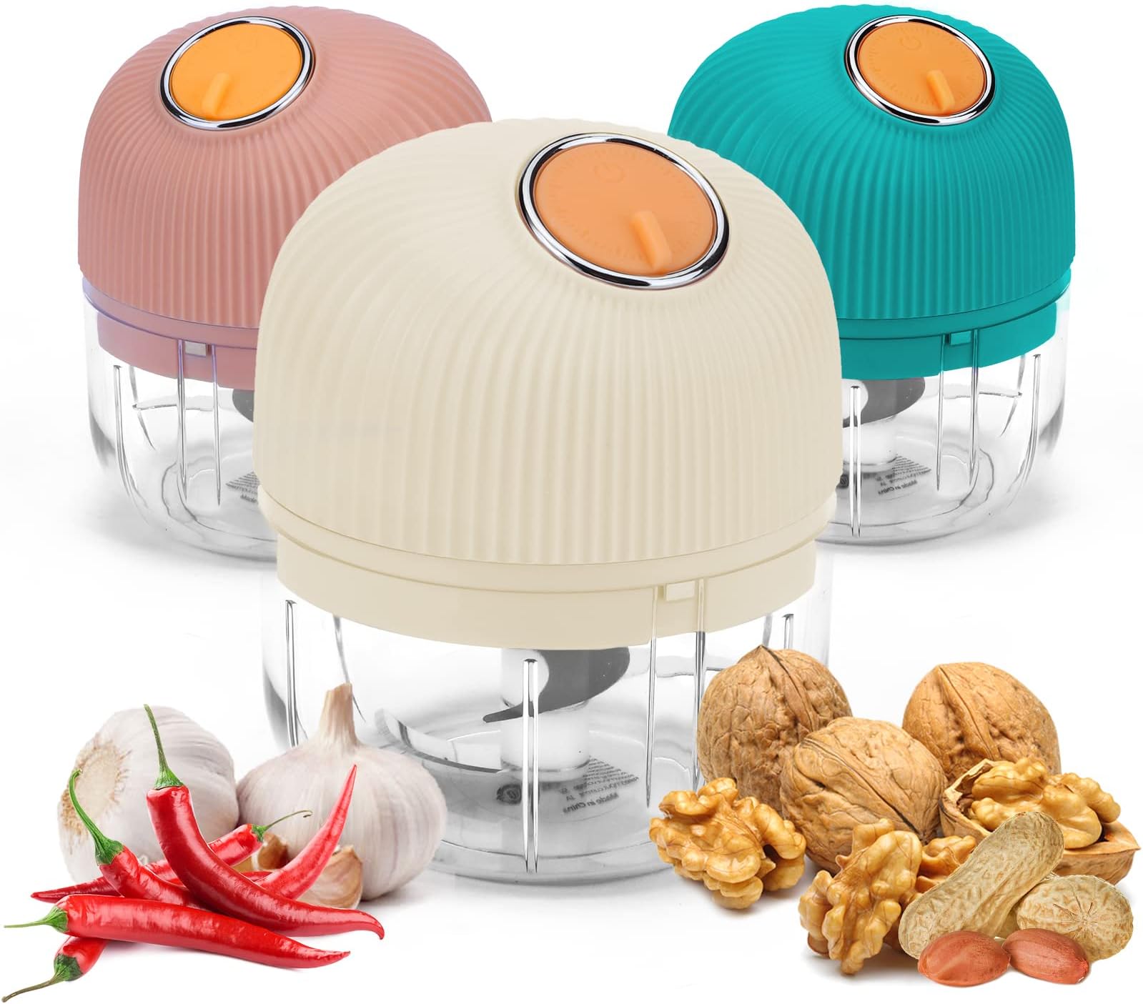 Automatic Mini Garlic Chopper (250ML) Electric Food Chopper Grinder with USB Charging Kitchen Food Processor for Vegetable Meat Onion Ginger Spices Baby Food (White)