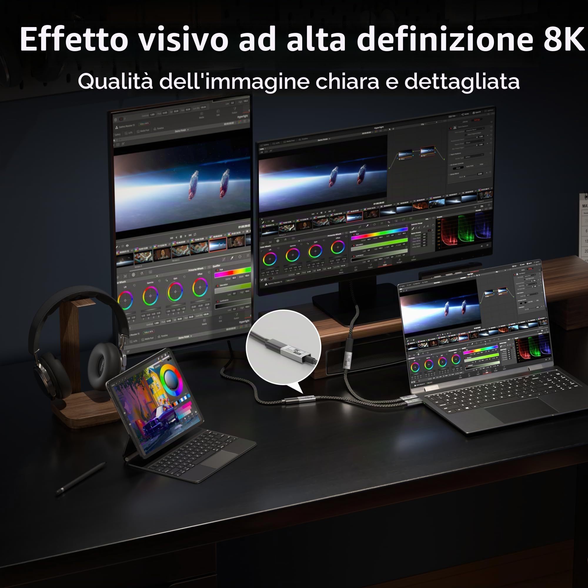 3 M Lungo Cavo Prolunga USB C Compatibile con Thunderbolt 5/4/3,USB-C Maschio-Femmina 40Gbps Trasmissione Dati,240W 5A Ricarica Rapida,8K@120Hz Video per Monitor/Laptop/SSD/Docking.