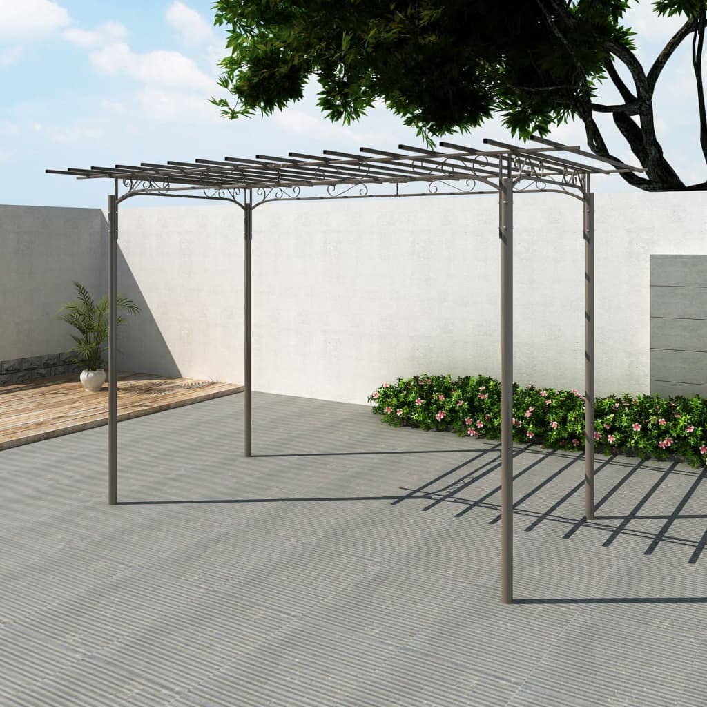 vidaXL Pérgola de Jardín Acero Marrón 215 cm Cenador Arco de Rosas Enredaderas