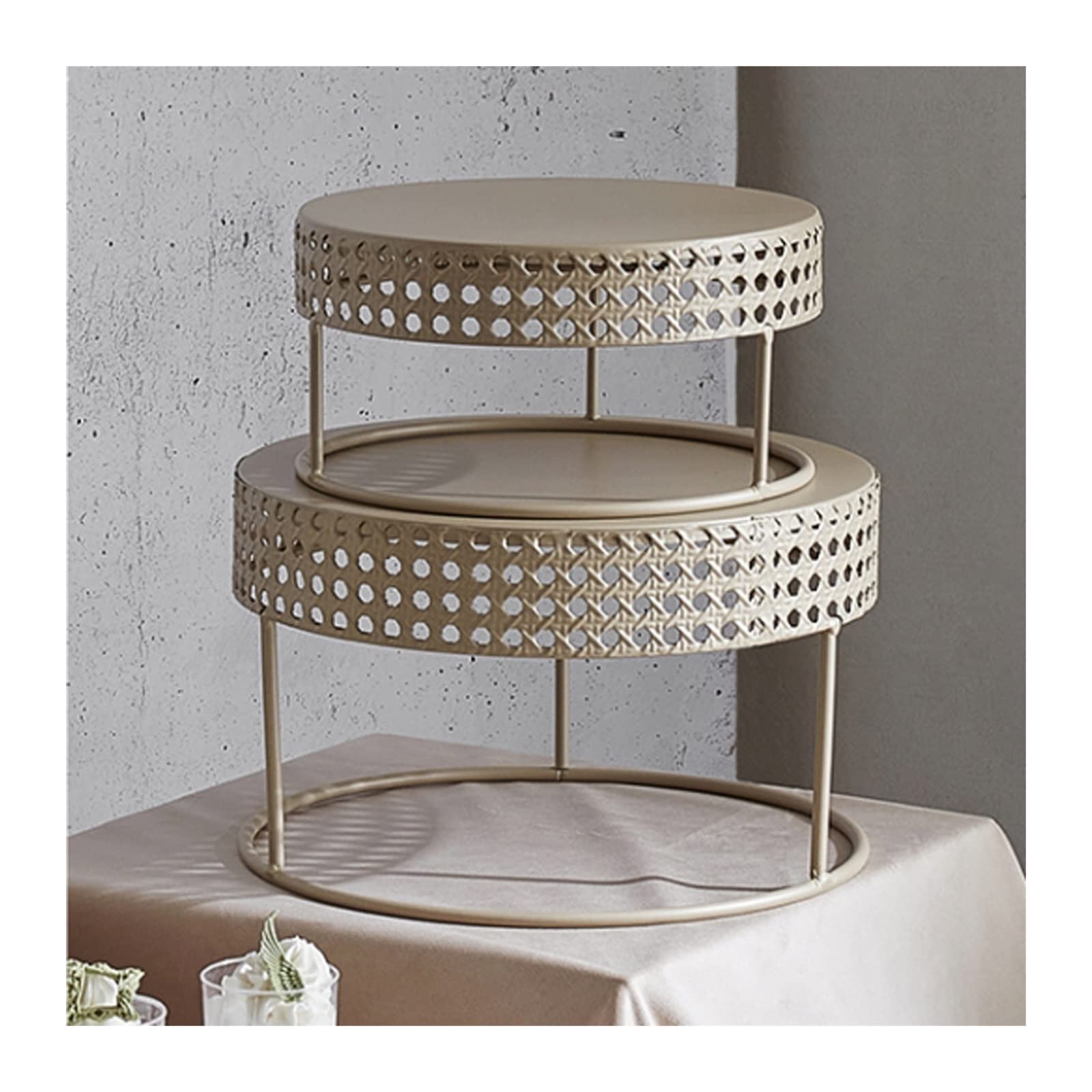 Espositore per torte, server per torte, frutta, de Cake Stand White Table Ornament Cake Decoration Birthday Cake Display Stand Gold Confectionery Suitable for Birthday Cakes