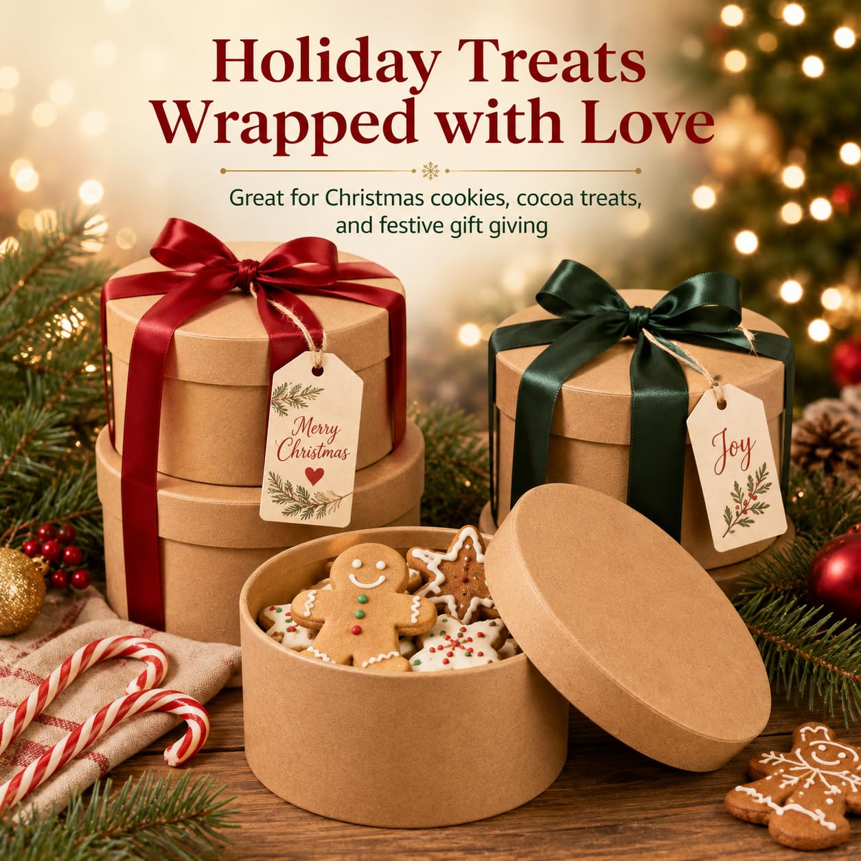 Paquete de 5 cajas redondas de papel kraft para galletas con tapas, contenedor circular de cartón de 5.5 pulgadas para embalaje de postres, soportes vacíos de papel maché para cupcakes, panadería