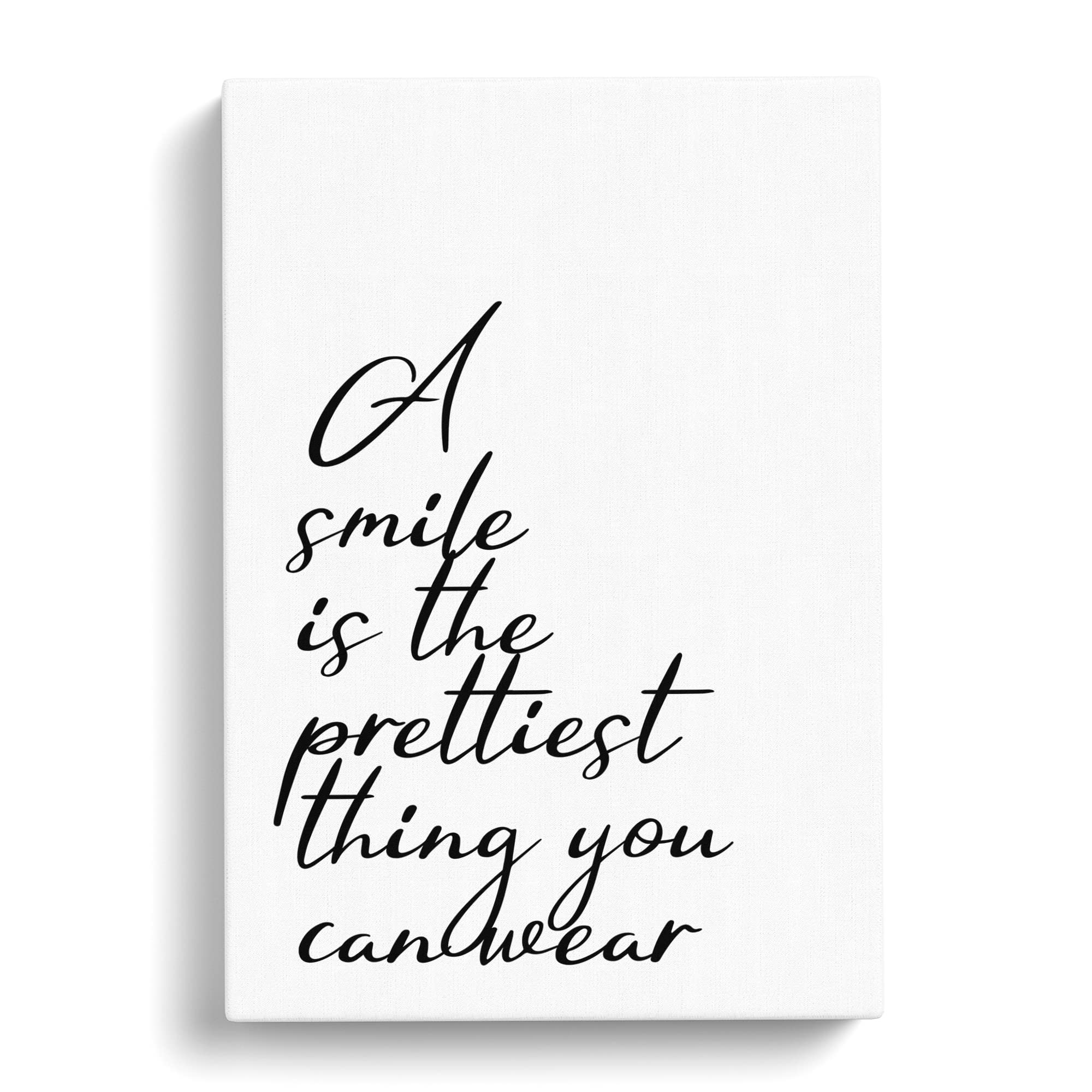 A Smile Is The Prettiest Thing You Can Wear Typography Quote Canvas Print, Mixed, 25L x 50W cm - Image 3