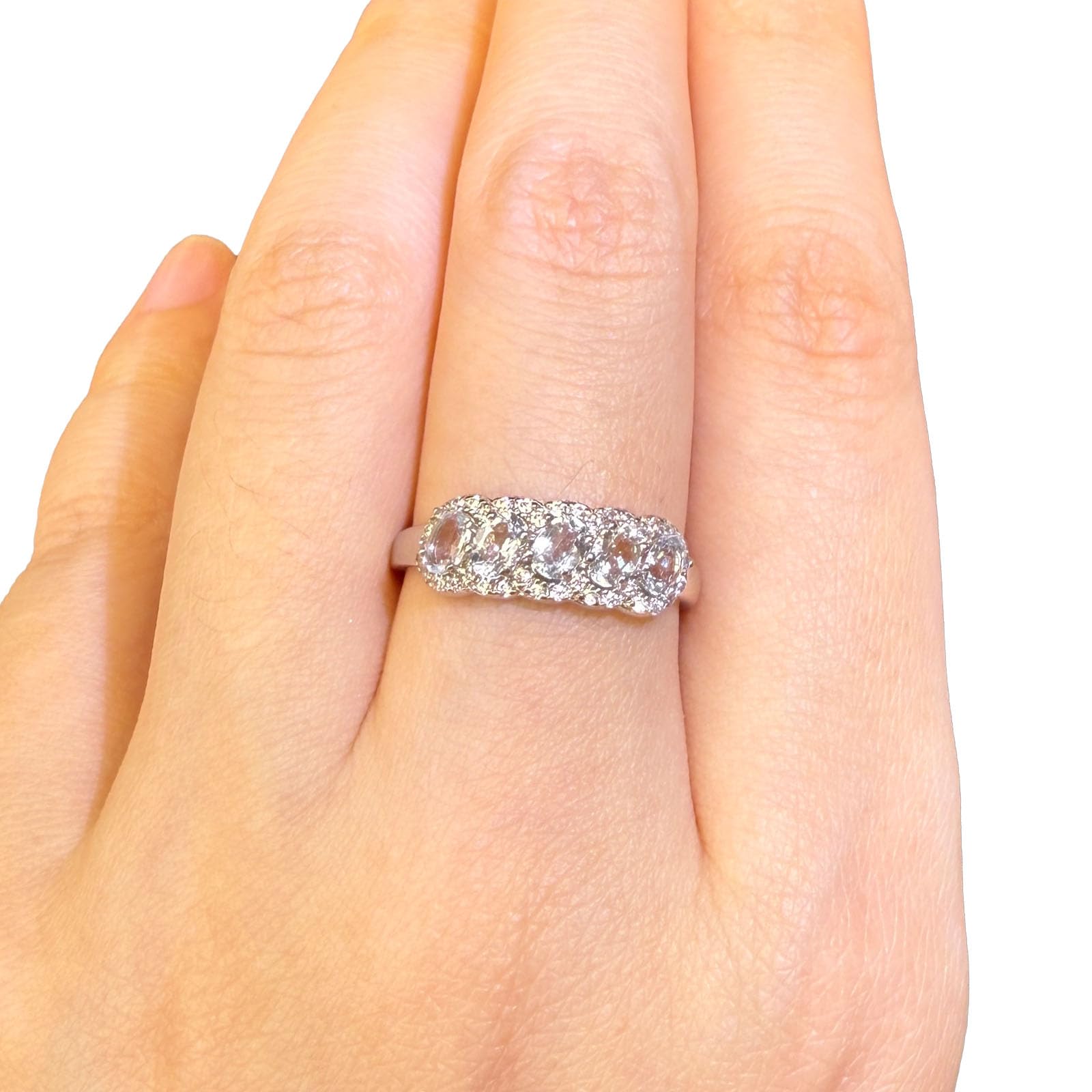 HIGHLY - Anello di acquamarina naturale, argento sterling 925, anelli con pietre preziose per donna, anelli di cristallo, anello regolabile per matrimonio, per donna. Gioielleria di compleanno con