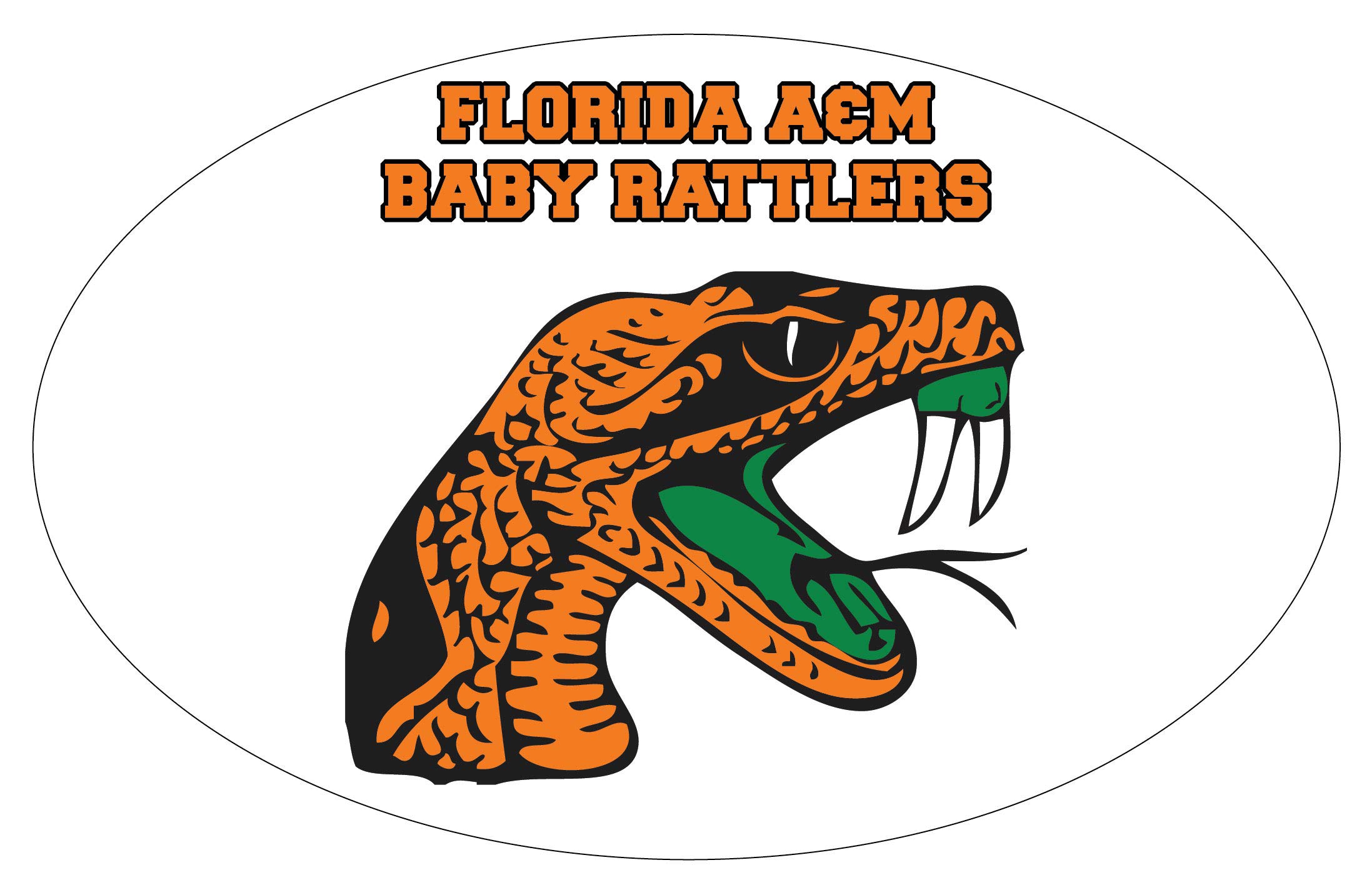 R and R Imports, Inc Florida A&M High School Baby Rattlers Tallahassee Sports Team 9” x 14” Jumbo Oval Mascot Magnet