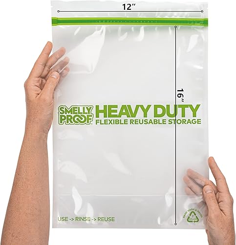 Miniatura 5 de SMELLY PROOF Bolsas de almacenamiento reutilizables transparentes a prueba de olores, paquete de 10 unidades, extra grandes (12 x 16 pulgadas) y