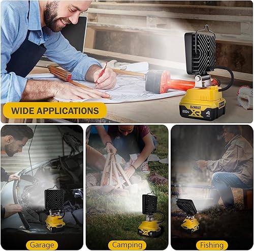 Miniatura 6 de Batklumi Luz de trabajo LED recargable 32 W, 3200 lúmenes, 6000 K, luces de trabajo para batería Dewalt de 20 V, luz de inundación de batería