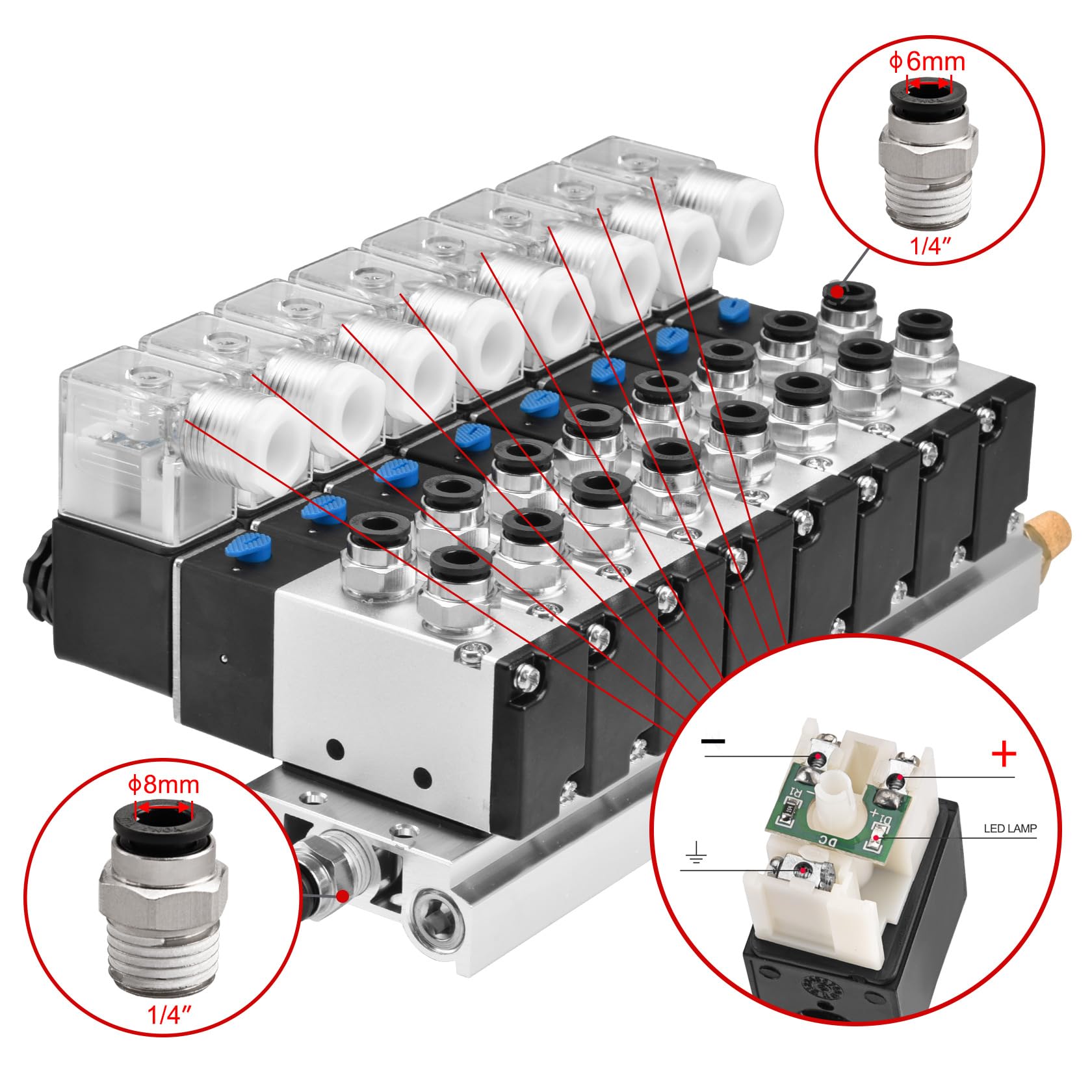 Amazon.co.jp: Heschen 電空8ソレノイドバルブ, 4V210-08 DC24V, PT1/4