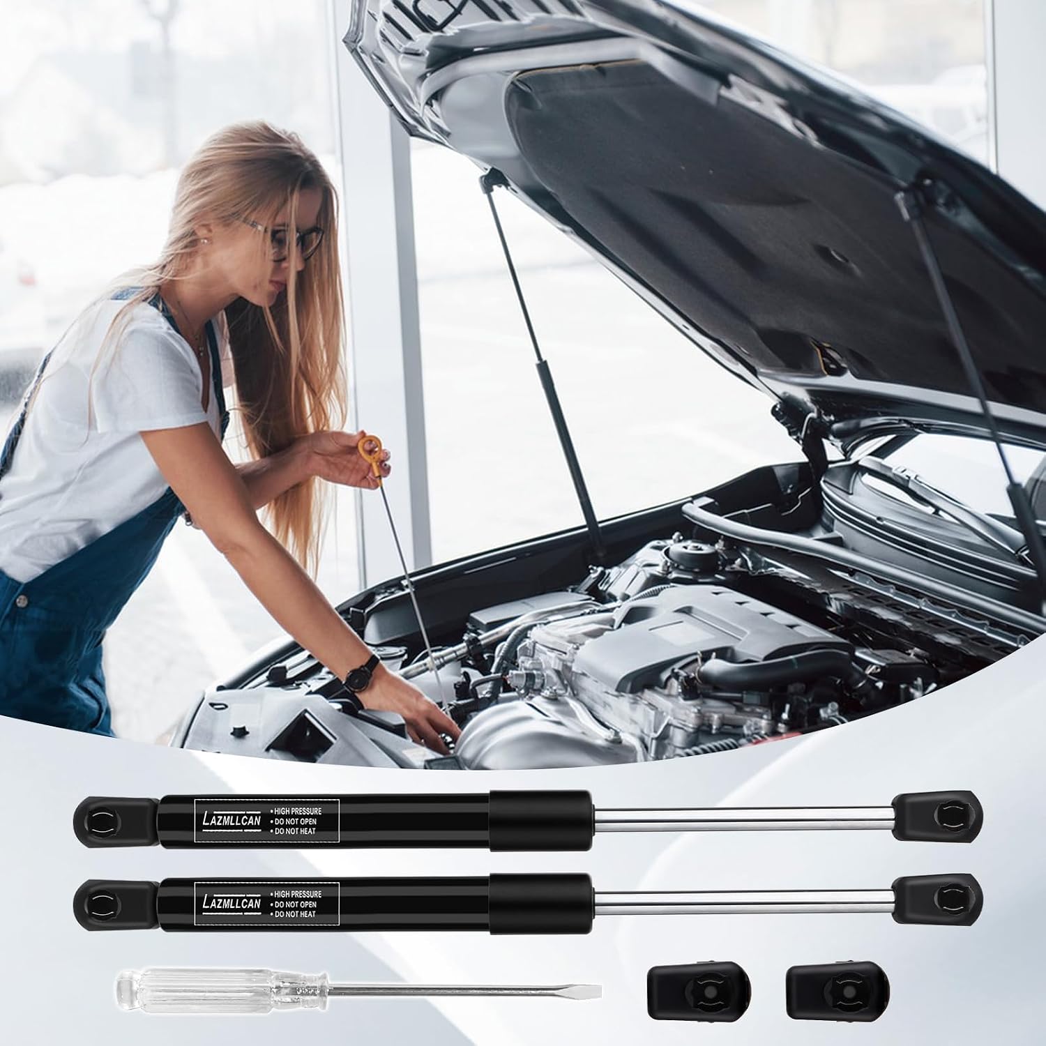 2Pcs Front Hood Lift Supports Shock Struts for 1999-2007 Ford F250 F350 F450 F550 Super Duty, 2000-2005 Excursion, Compressed Length 10.75 Inch, Replace OE# F81Z16C826AA PM2050 SG304061 4339 SG304029