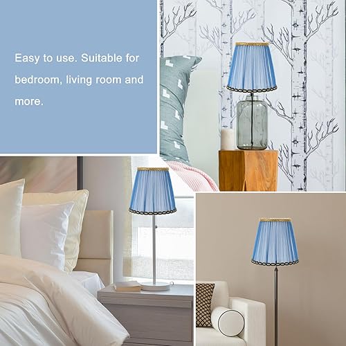 Miniatura 9 de Pantalla de tela azul con clip, diseño único en forma de campana para lámpara de mesa de piso y pared, luz suave para espacios relajantes