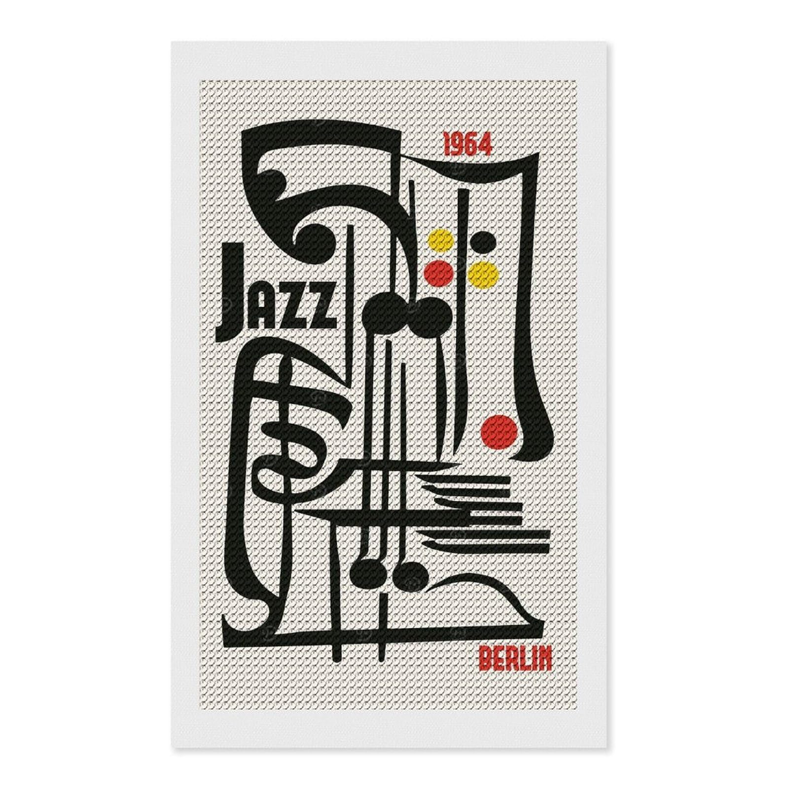Junmoney Jazz Music Berlin Festival Diamond Art Canvas 12"x20", for Adults, Pleasing Wall Art Project, Modern Decor, Gift Idea, Nice Detail and Sparkle