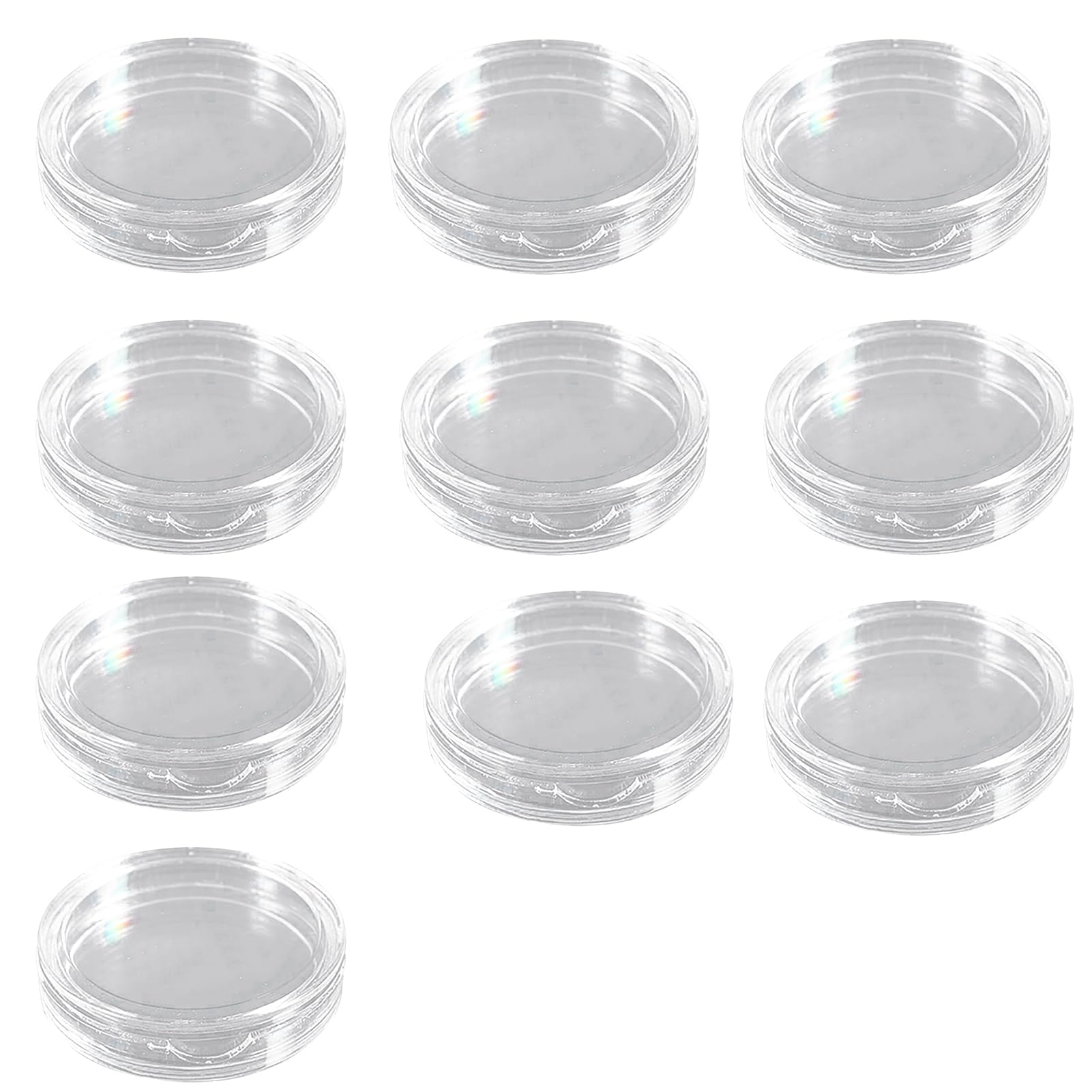matumou 10Pcs Clear Transparent Plastic Round Coin Capsule Collecting Storage Box Case Holder Coin Container