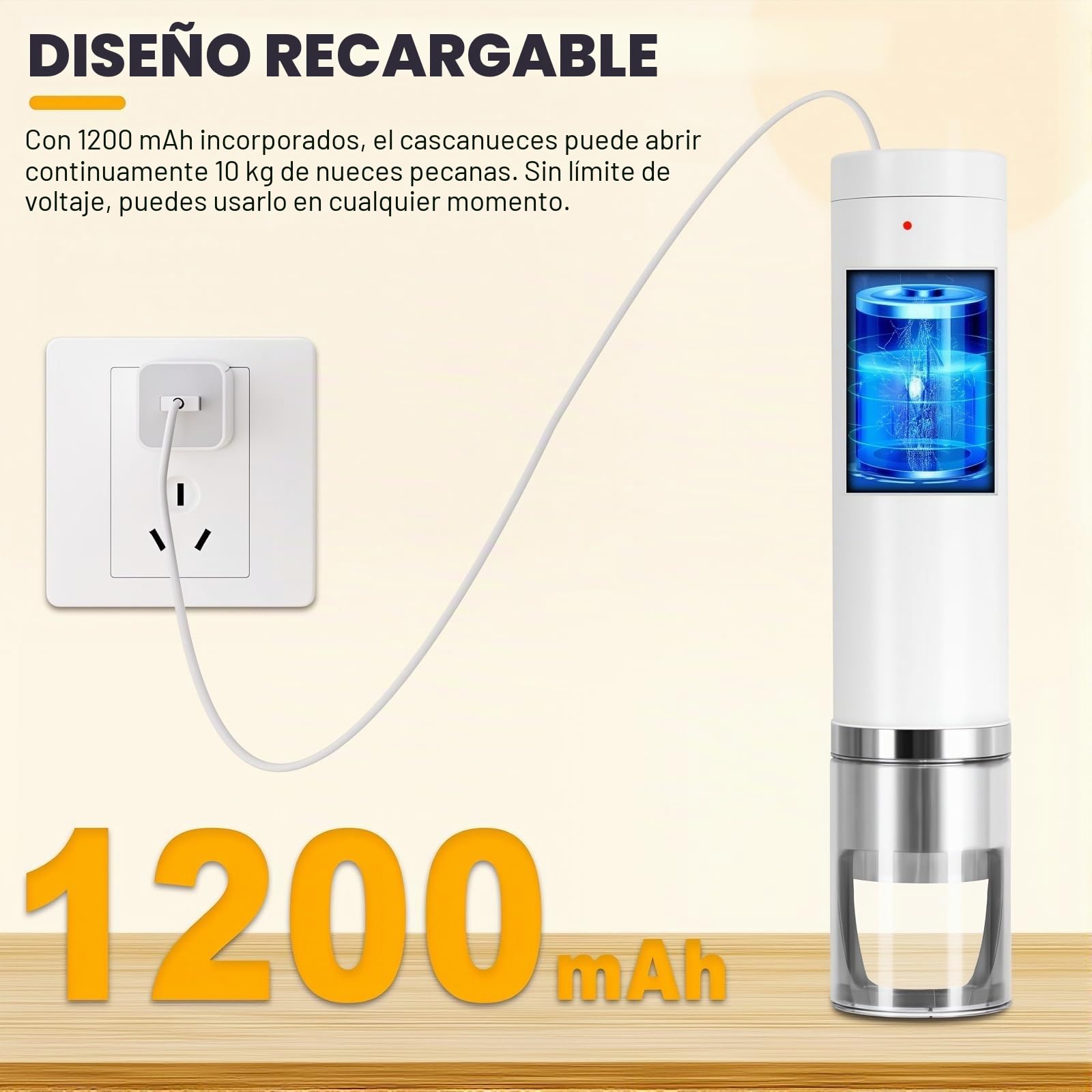 Cascanueces Eléctrico, Máquina Peladora de Nueces, Herramienta Multifuncional para Cascar Nueces, Nueces, Avellanas, Almendras y Nueces de Brasil White