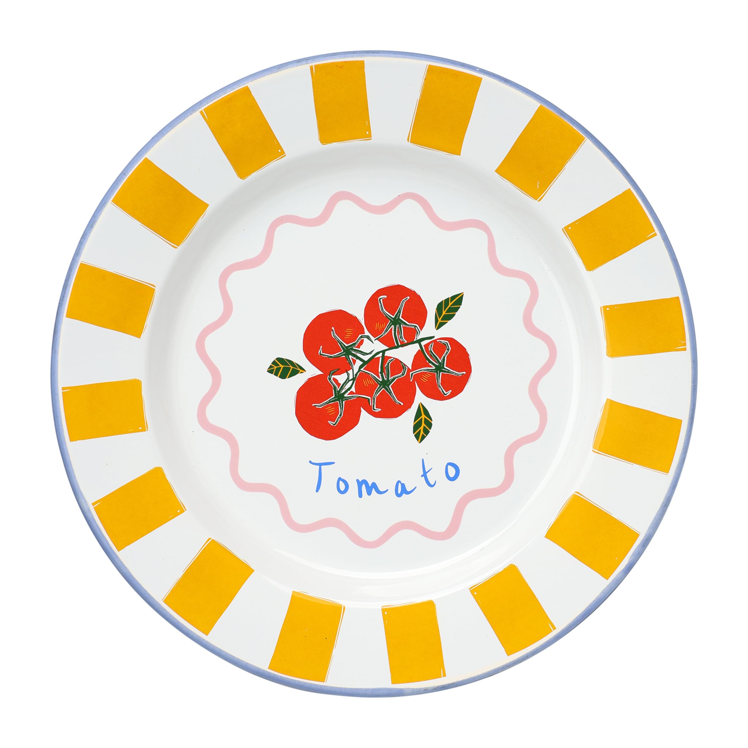 Talking Tables Handmade Enamel Dinner Plate 25cm with Tomato Design - Durable Household Plate, Lightweight for Outdoor Dining, Picnics, Camping, Beach -Summer Tableware Dishwasher Safe