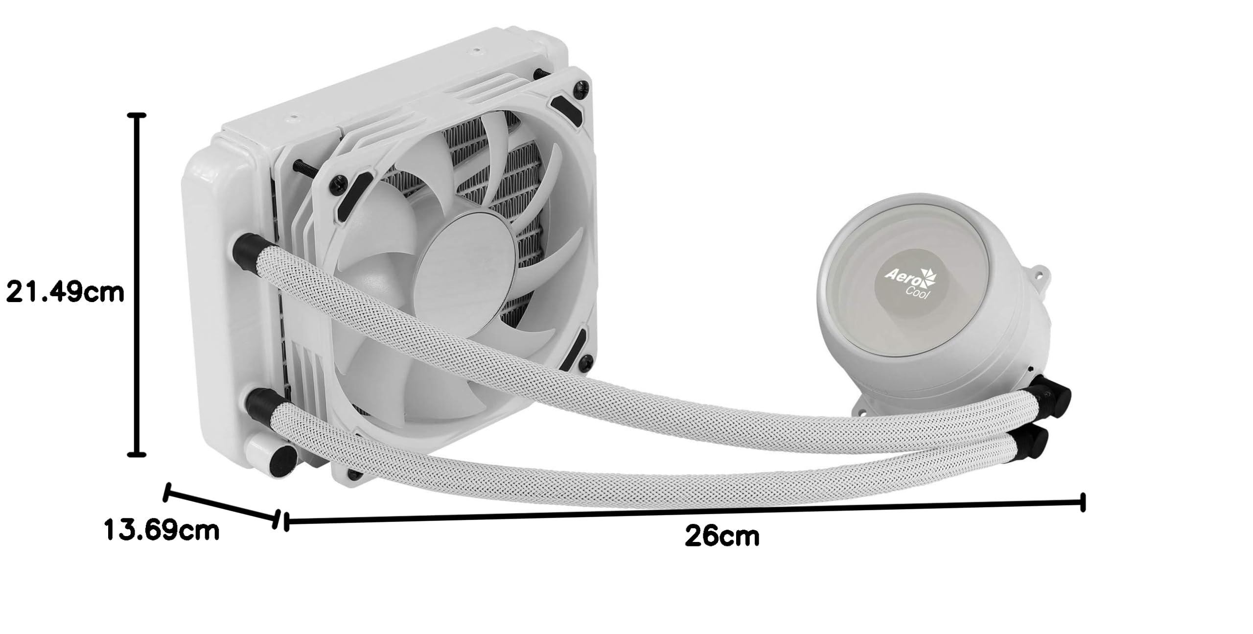 Aerocool MIRAGEL120W, Raffreddamento a Liquido per CPU, Ventola ARGB da 120 mm, TDP 200W, Bianco