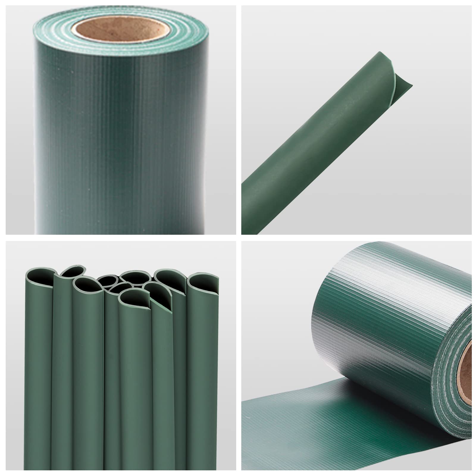 Pas maskujący z PCW, ogrodzenie ogrodowe z 40 klipsami, 50 x 19 cm, ogrodzenie prętowe, balkonowe, wodoodporne i wiatroszczelne, kompletny zestaw – zielony