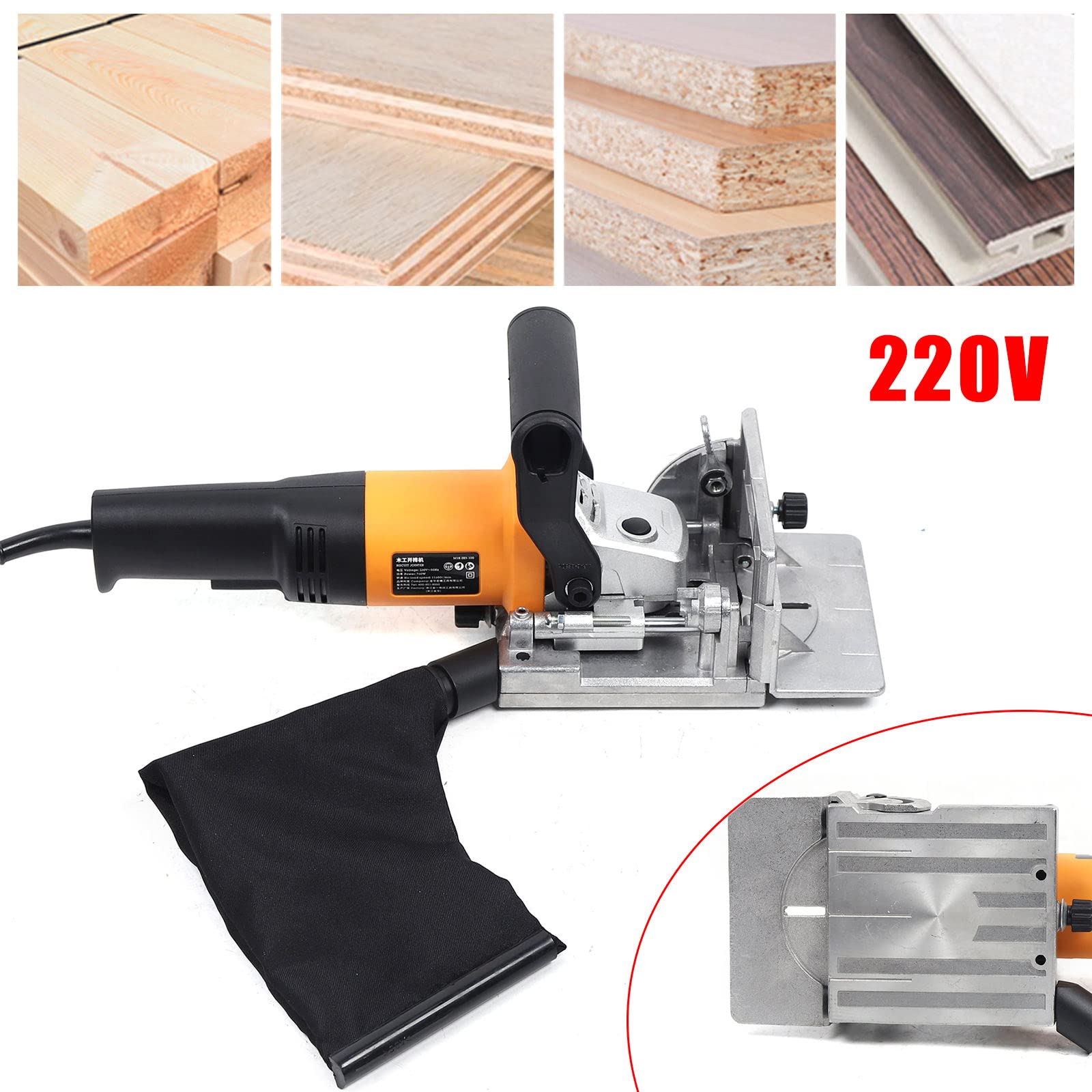 Fraiseuse à cheville plate 760 W, 220 V Fraiseuse à rainurer pour bois avec réglage de l'angle et de la hauteur pour une création précise des raccords en bois