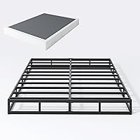 Vista 11 de Box Spring Queen - Somier de Metal Queen de Perfil Bajo Resistente de 3 Pulgadas para Cama, Base de Colchón, Fácil Montaje, Funda Fácil de Limpiar