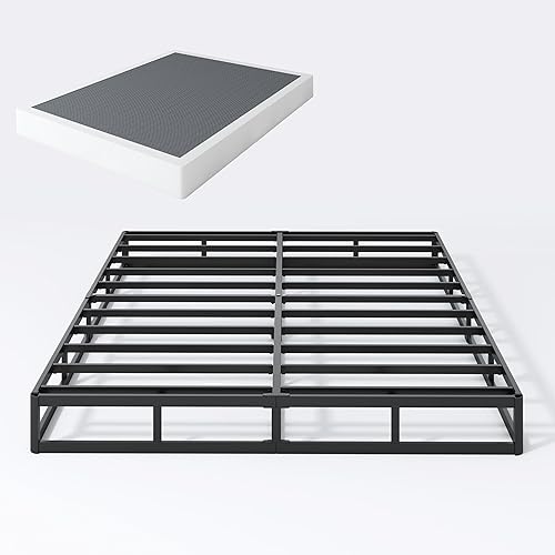 Base de cama de 7 pulgadas, base de colchón de metal resistente de 3000 libras, con cubierta de tela fácil de limpiar, sin ruido, fácil montaje