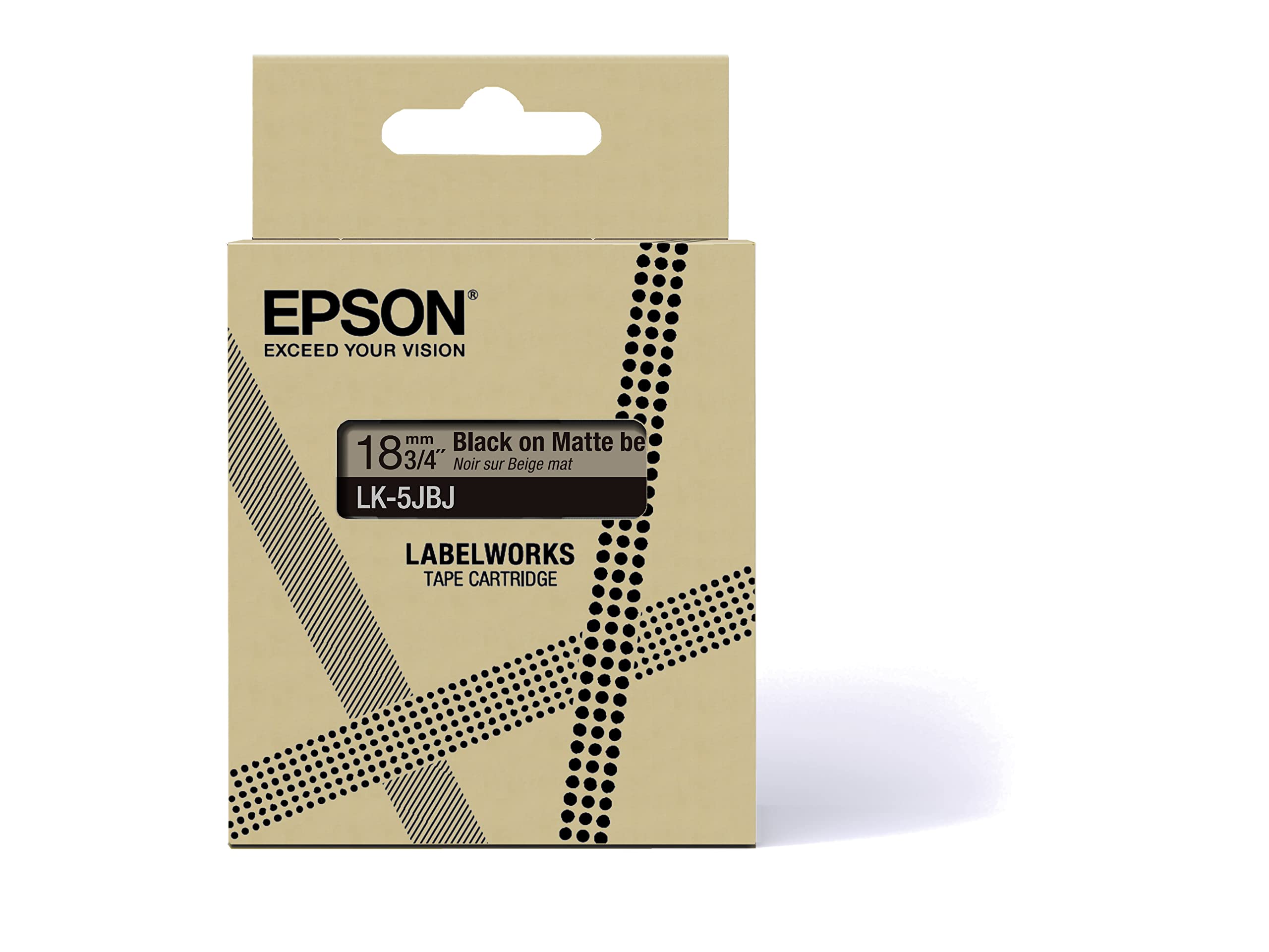 Epson Labelworks LK-5JBJ Wkład z taśmami do etykietowania kompatybilny z Epson LabelWorks LW-C610 i LW-C410 18mm Beżowy matowy/Czarny