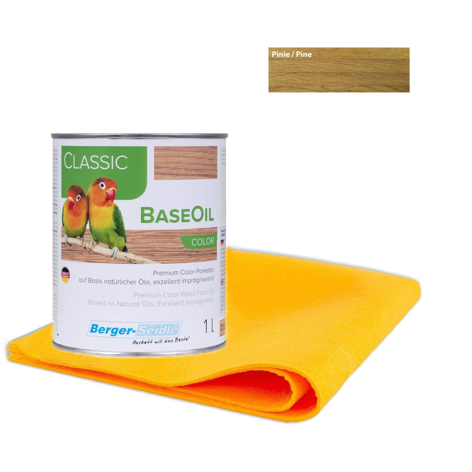 Berger Seidle Classic Base Oil | Aceite de parquet prémium con impregnación profunda | materias primas 100% naturales | 1 litro + 1 paño de cuidado súper suave (pino)