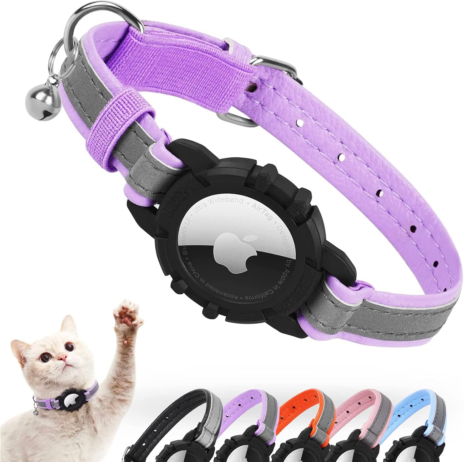 Reflective AirTag Cat Collar, FEEYAR Integrated Air Tag Cat Collar for Apple