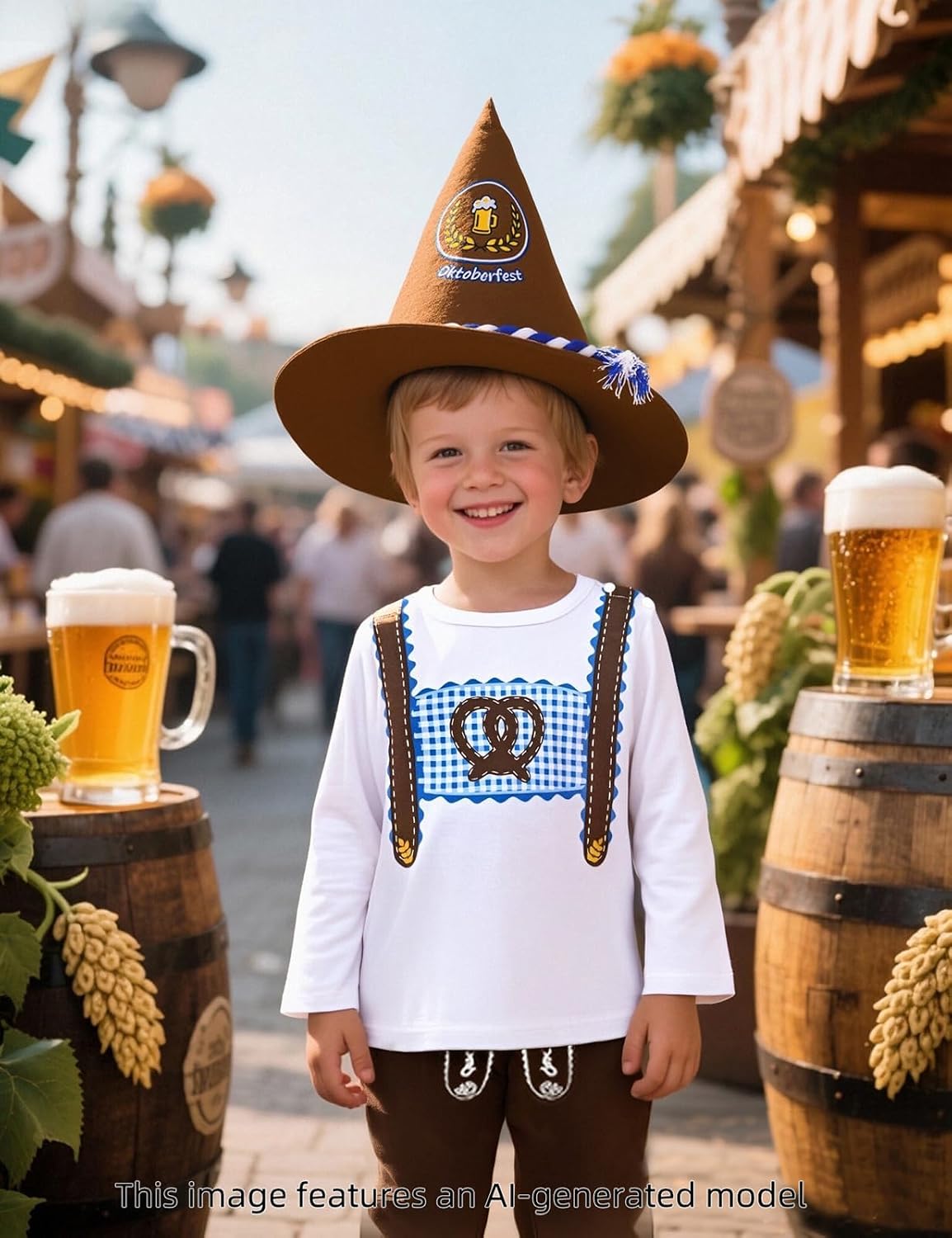 COSLAND Oktoberfest Outfit Baby Boys Lederhosen Costume 1-3T
