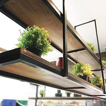 キッチン収納・ラック Round Wooden Ceiling Rack Amazon.com: 2-Layer Solid Wood Ceiling Shelf, Industrial