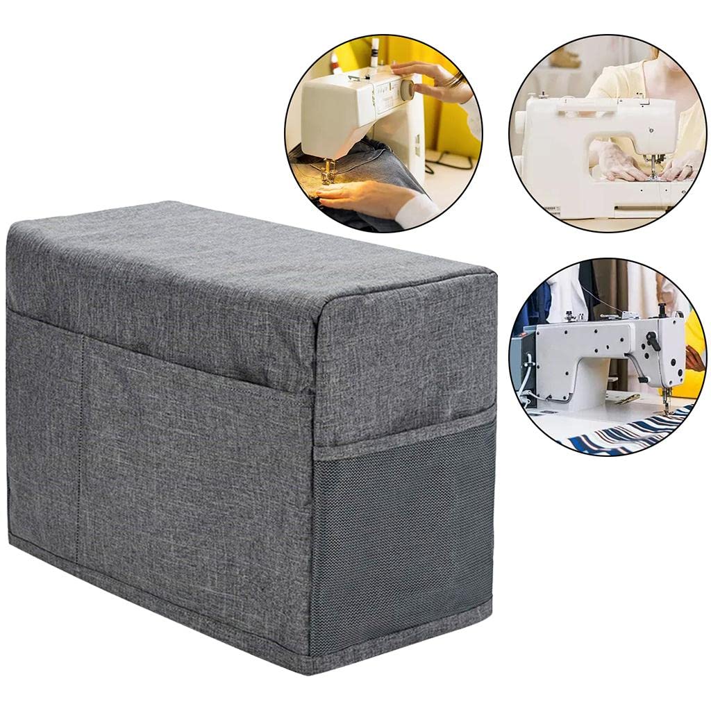 Cubierta antipolvo para máquina de coser con bolsillos para la mayoría de máquinas de coser domésticas, Juego de 3 (gris), 46x32x21cm