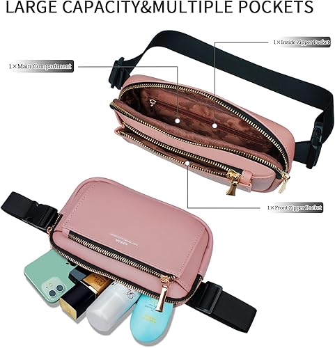 Miniatura 4 de Riñonera para mujer, riñonera de cuero a la moda para hombres y niñas, talla grande, con correa ajustable, impermeable, lindas bolsas de cadera para