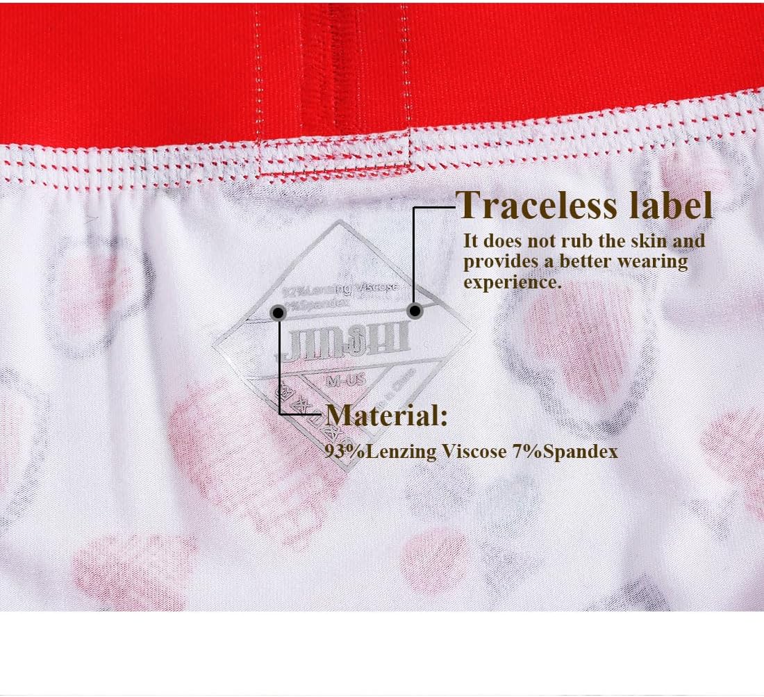 JINSHI Mens Design Trunks Underwear Rayon Boxer Briefs