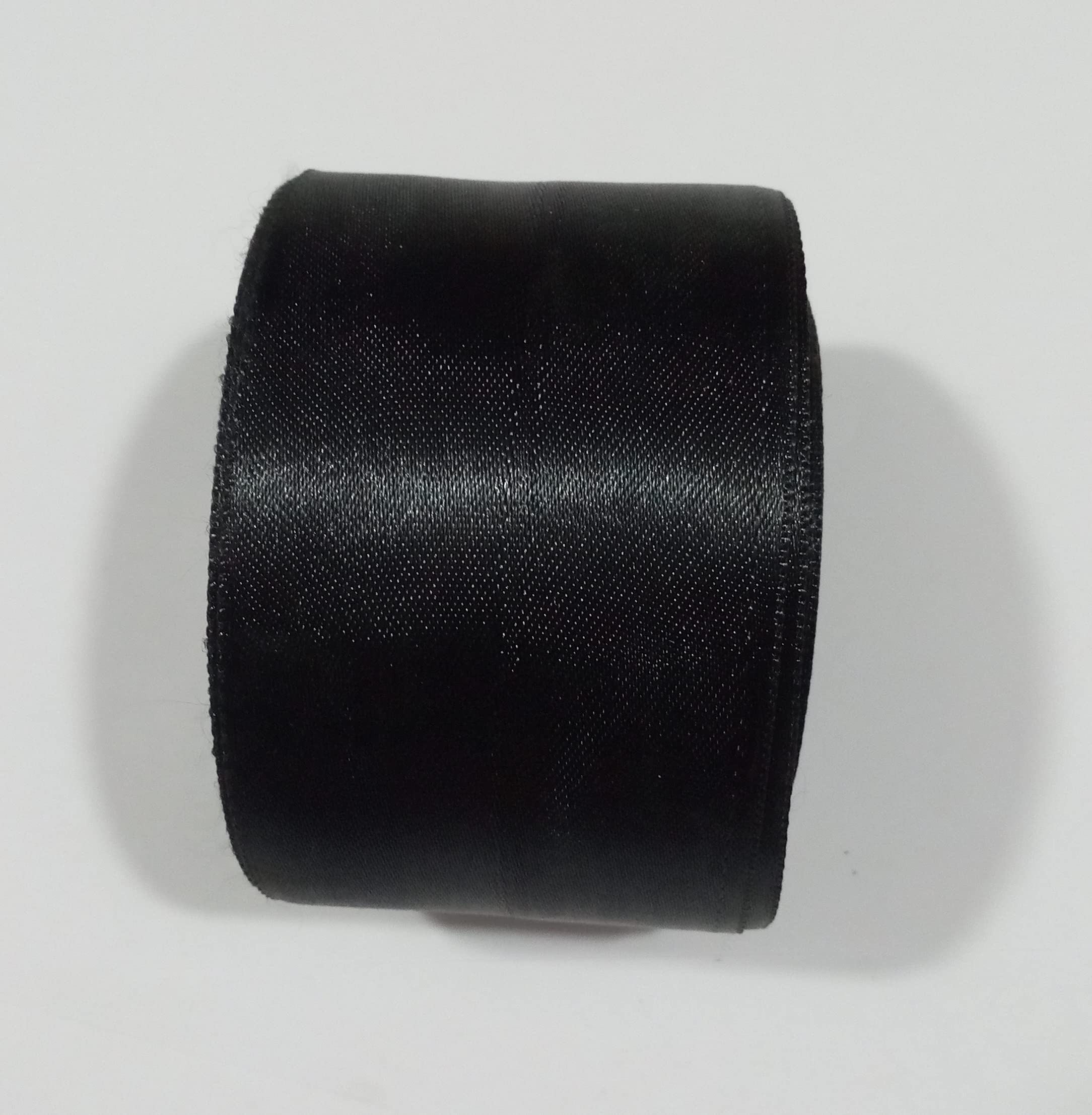 OMX 20 Mtr Satin Ribbon Decoration 2 Inch, Gift Wrapping, Multi-Purpose Use (Size : 2 Inch) Total : 20 Mtr Length. 2 Roll, Each Roll has 10 Mtr Length, Black