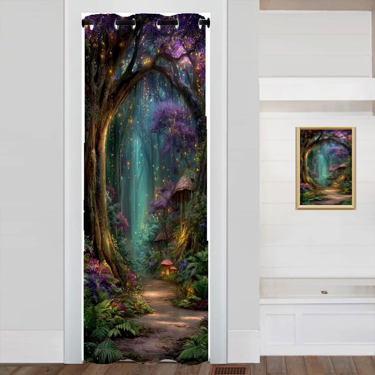 Forest Door Curtain for Doorway Enchanted Pathway Fantasy Decor Door Curtain for Darkening Door Drape for Kid Teens Boys Teens 1 Panel 42" W X 80" L