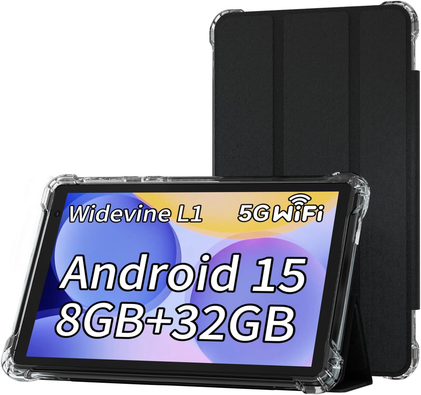 BYANDBY Tablet 7 inch Android 15.0 Tablet, 8GB+32GB ROM ๏ผ1TB Expand๏ผ, Quad-Core, WiFi, GMS, Dual Camera, Educational, Games ๏ผBlack๏ผ