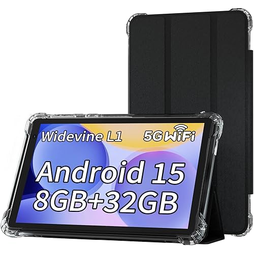 BYANDBY Tablet 7 inch Android 15.0 Tablet, 8GB+32GB ROM （1TB Expand）, Quad-Core, WiFi, GMS, Dual Camera, Educational, Games （Black）
