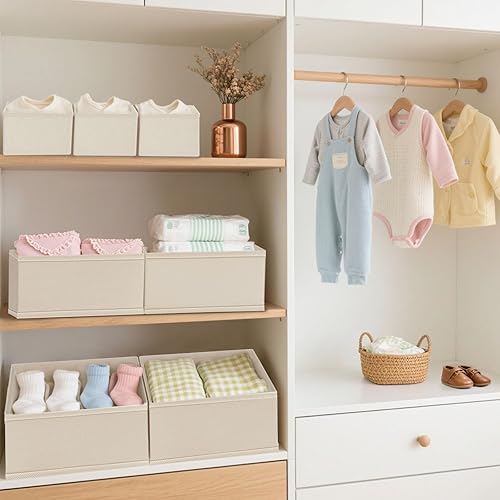 Miniatura 6 de Organizador de cajones, paquete de 6, organizadores de aparador para ropa interior de bebé, calcetín beige
