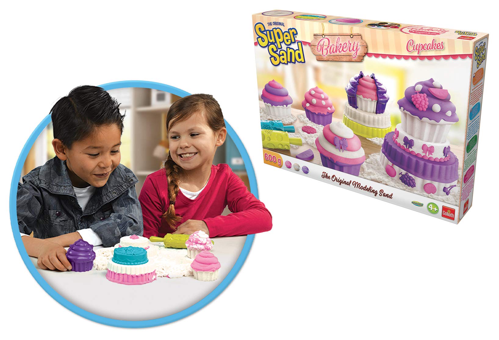 Goliath Toys 383341.006 Goliath Cupcakes magiczny Super Sand do piasku w pokoju dziecięcym, zalecany dla dzieci od 4 lat, biały